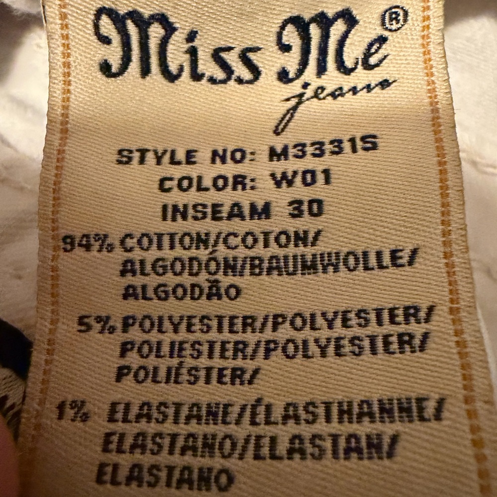 Miss Me White Skinny Jeans with Embellished Pocket - Picture 3 of 3